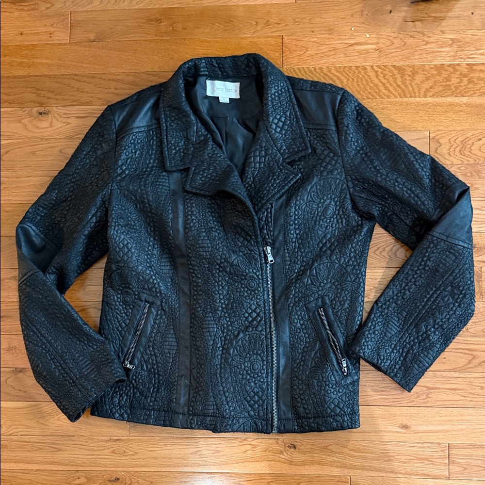 Erin London Embossed Black Leather Jacket